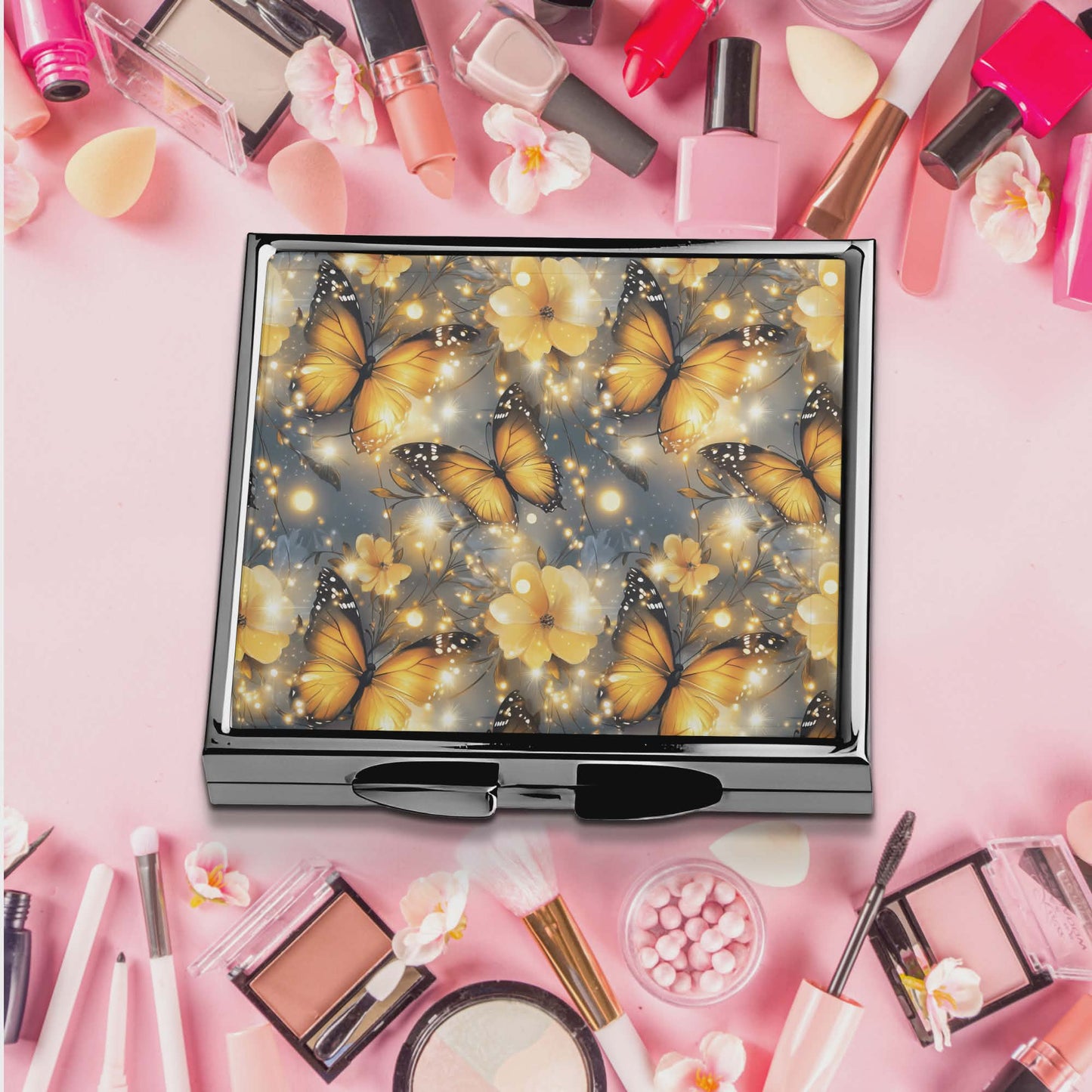 Miroir de poche - Papillon dorée