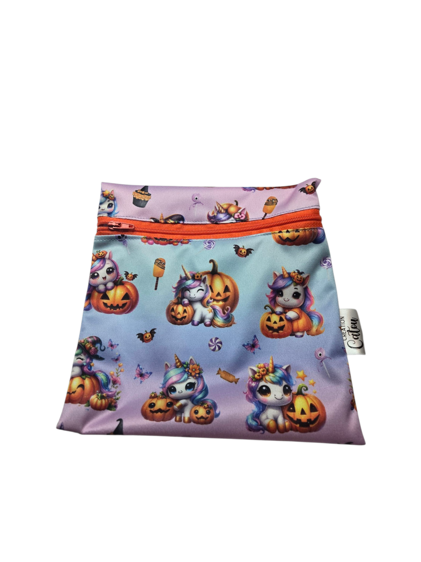 Sac collation - Licorne citrouille - Par Création Catou