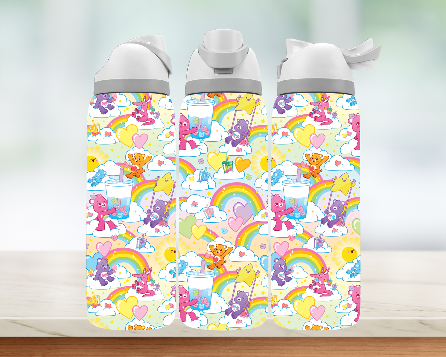 Bouteille style Owala - Ourson arc-en-ciel
