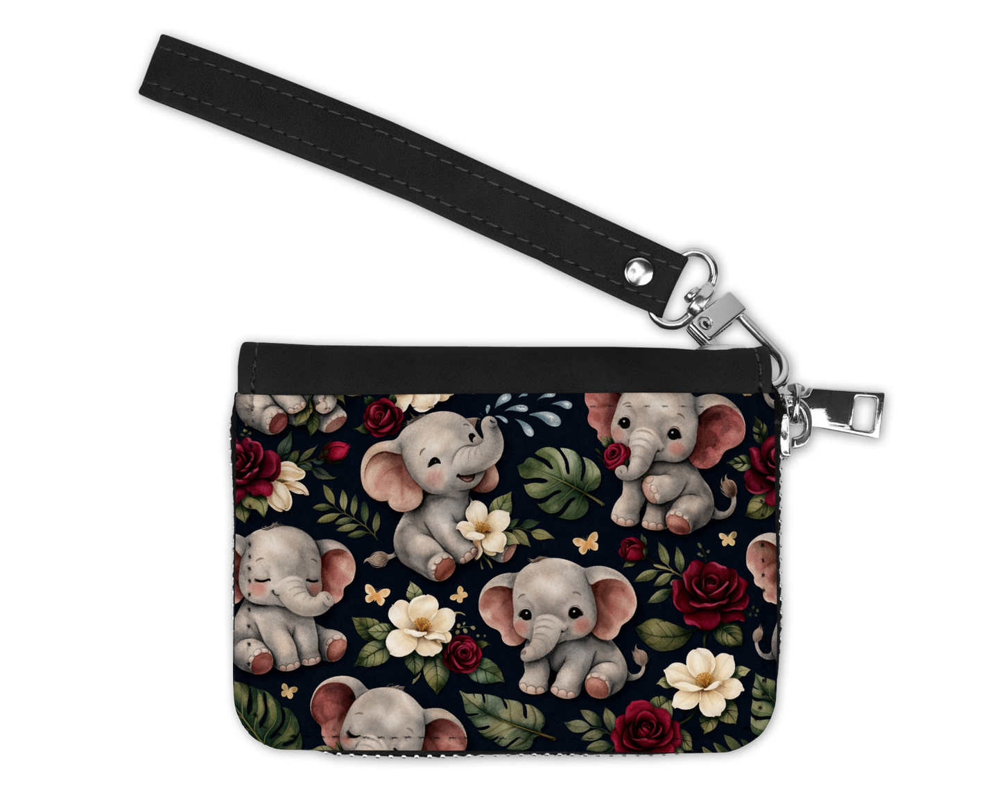 Petit Porte-Monnaie - Éléphant et fleurs