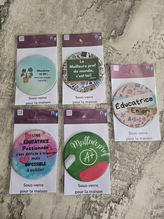 Sous-verre pour prof et éducatrice