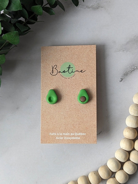 Avocats - Boucles d'oreilles studs en argile polymère acier inoxydable hypoallergène