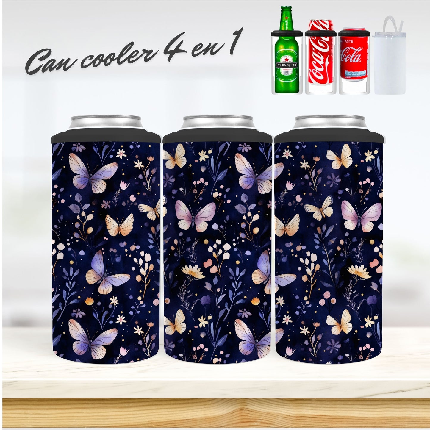 CAN COOLER 4 en 1 - Papillons&fleurs