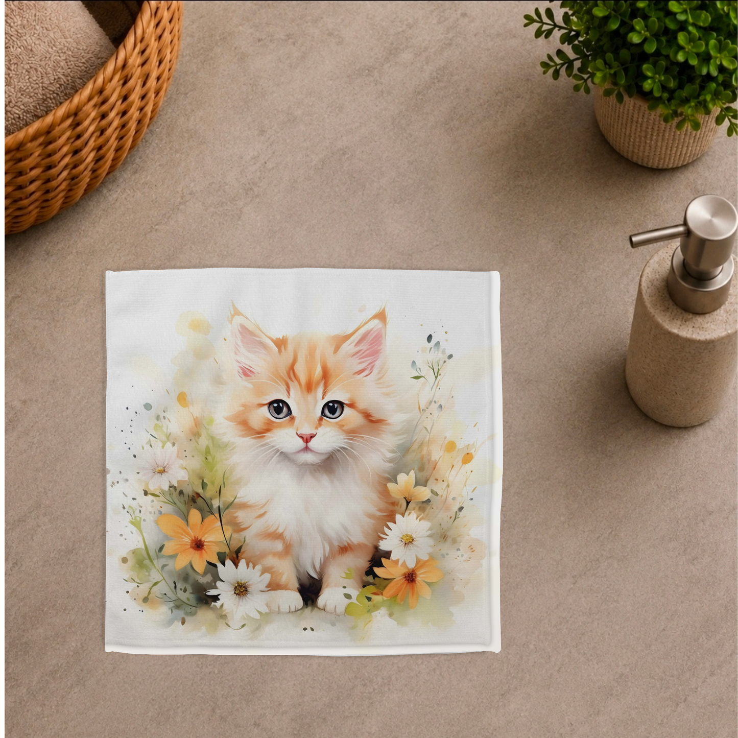Débarbouillette ultra douce - Chaton roux