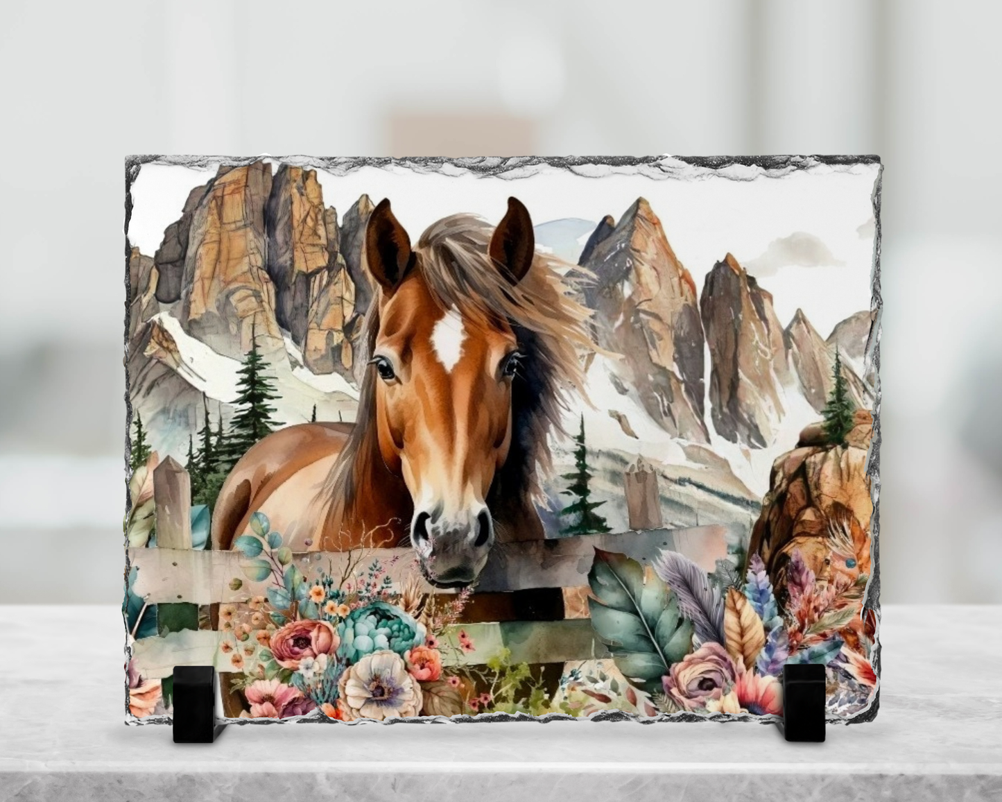 Plaque en ardoise sublimé - Cheval