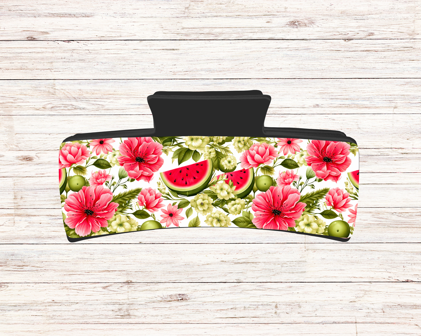 Pince à cheveux - Melon et fleurs