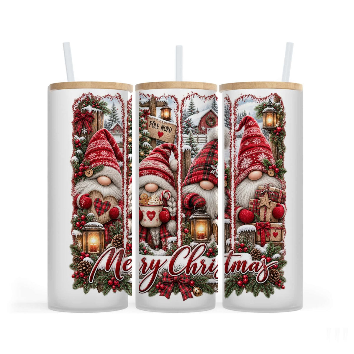 Verre givré 25 oz - Gnome Noël