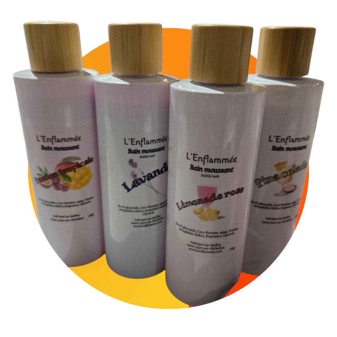 Bain moussant liquide par l'enflammée