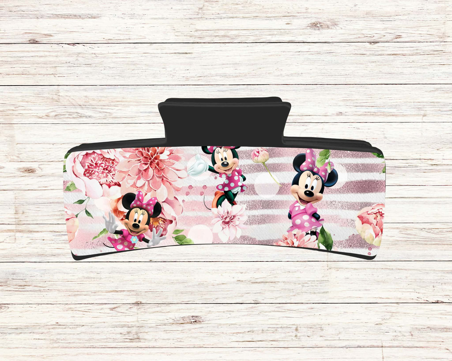 Pince à cheveux - Souris fond rose ( Design de Audz)