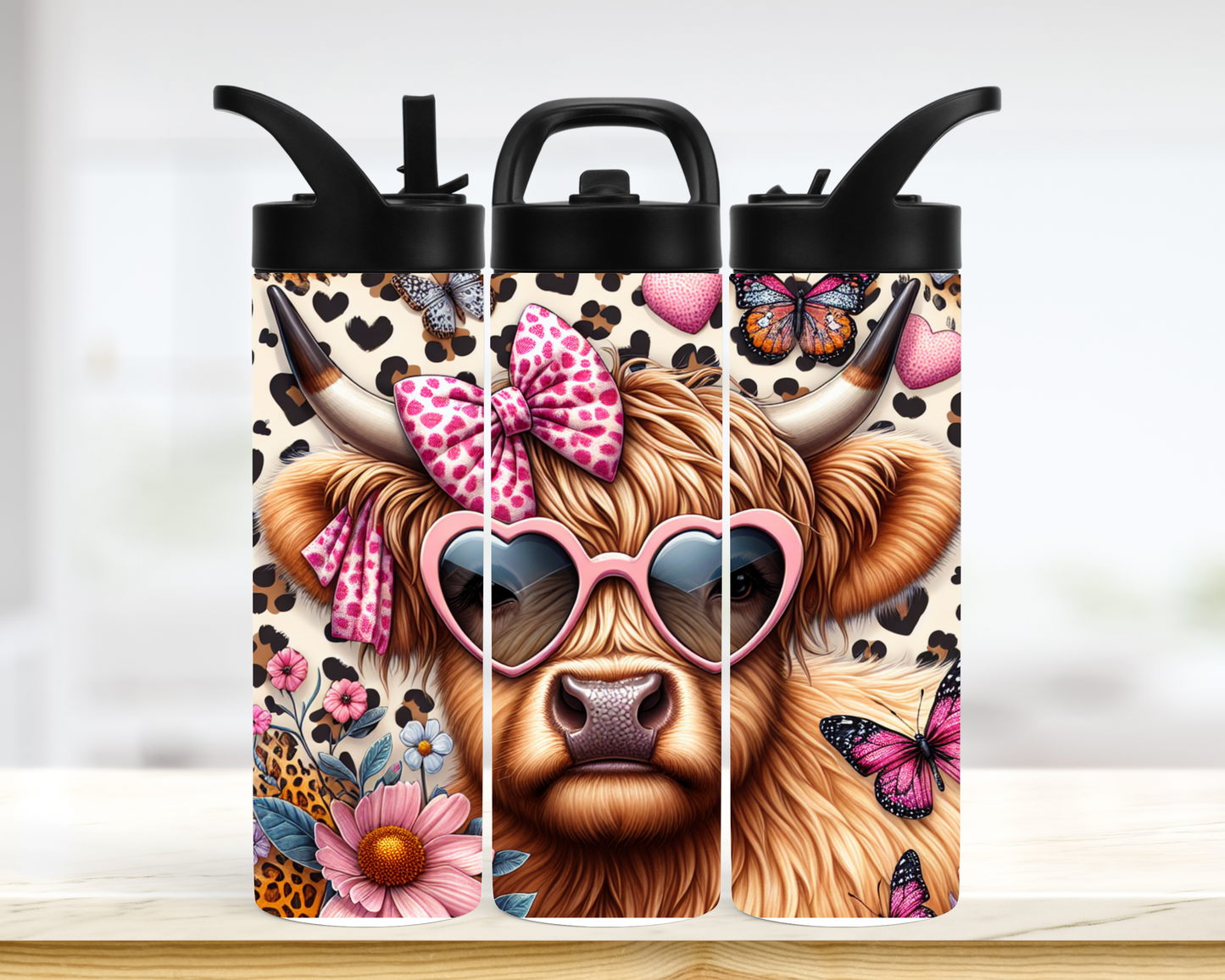 Tumbler - Vache avec lunette rose