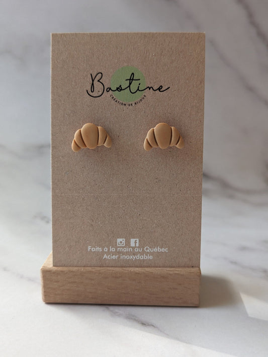 Croissants - Boucles d'oreilles studs en argile polymère acier inoxydable hypoallergène