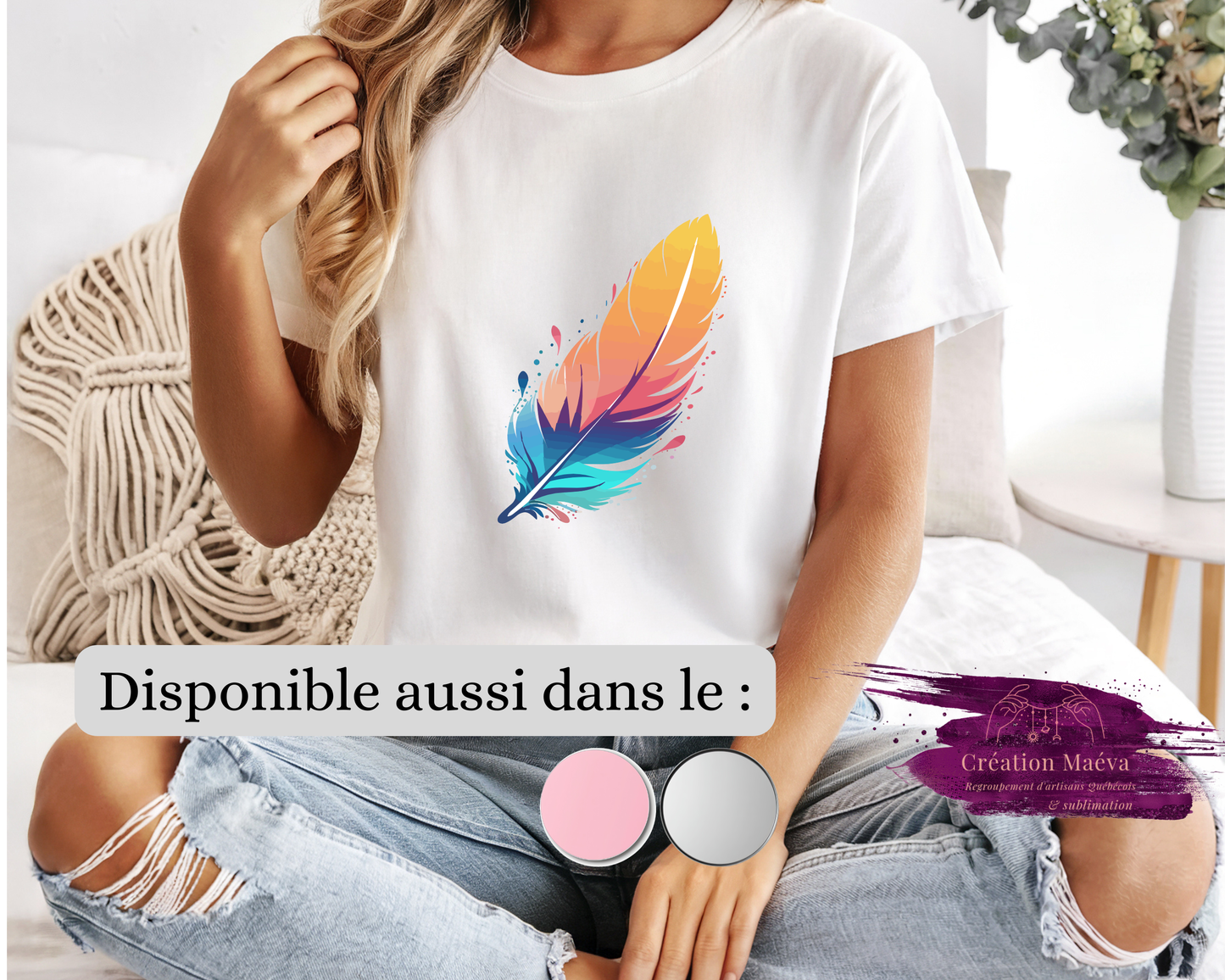 Chandail sublimé - Plume Coloré