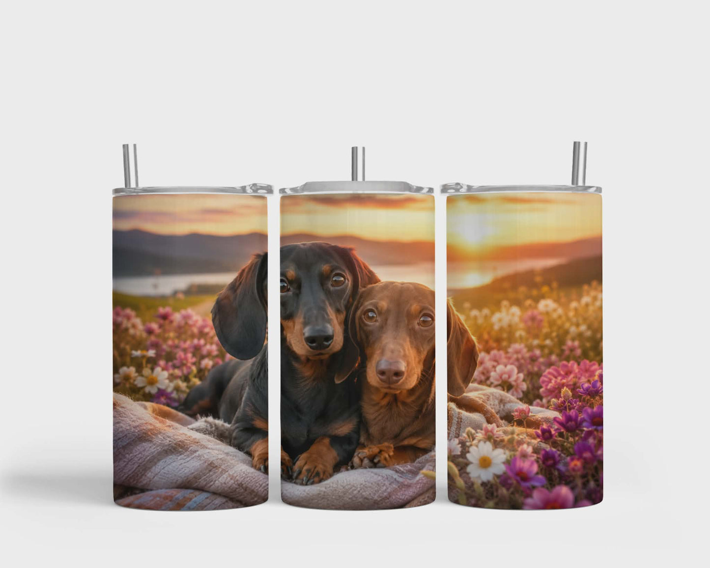 Tumbler isotherme 12 oz - Chien et paysage