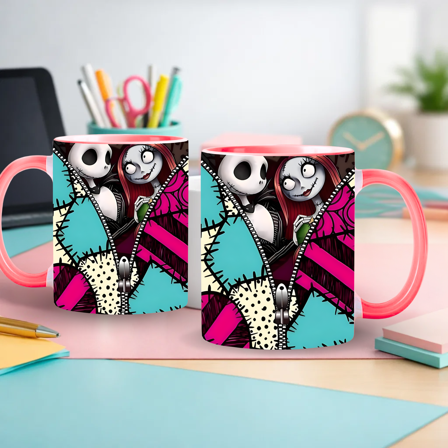 Tasse rose - Squelette zip