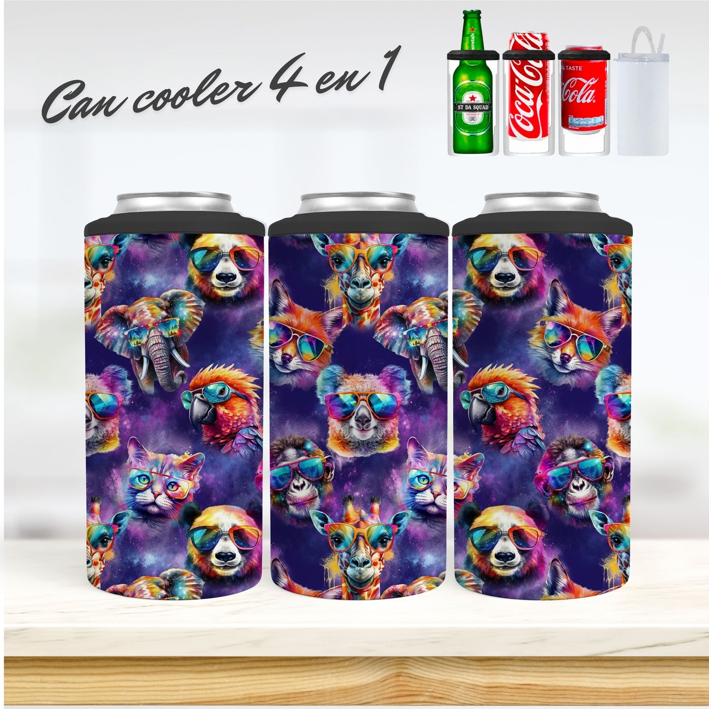 CAN COOLER 4 en 1 - Animaux Rigolos