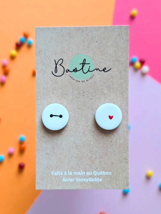 Baym!x - Boucles d'oreilles studs en argile polymère acier inoxydable hypoallergène