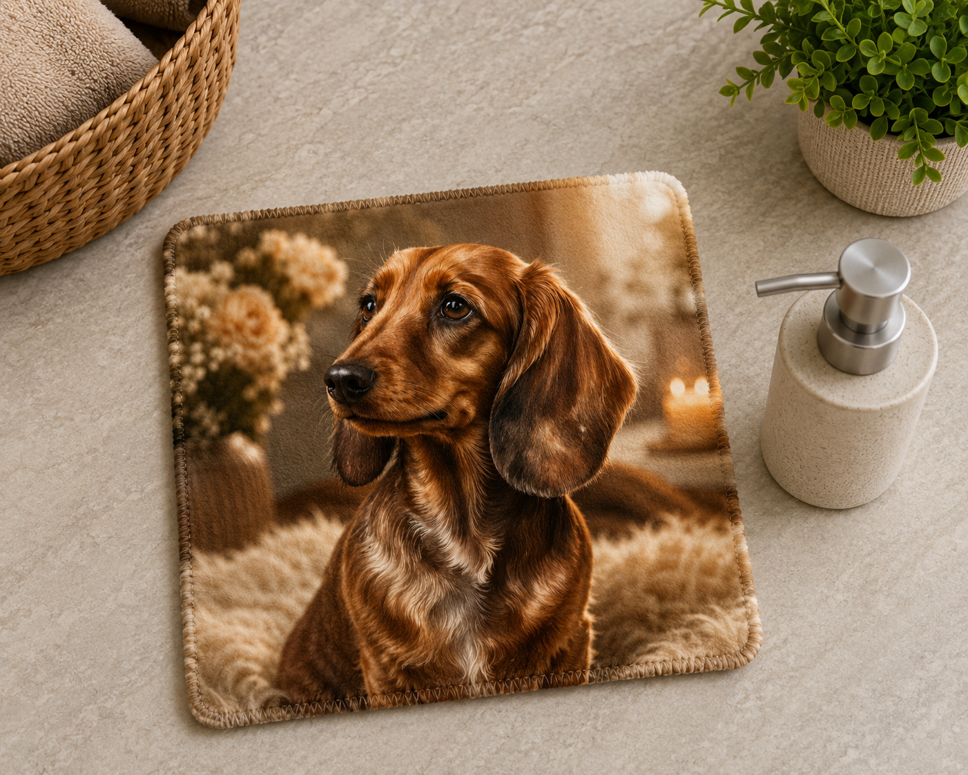 Débarbouillette ultra douce - Chien brun