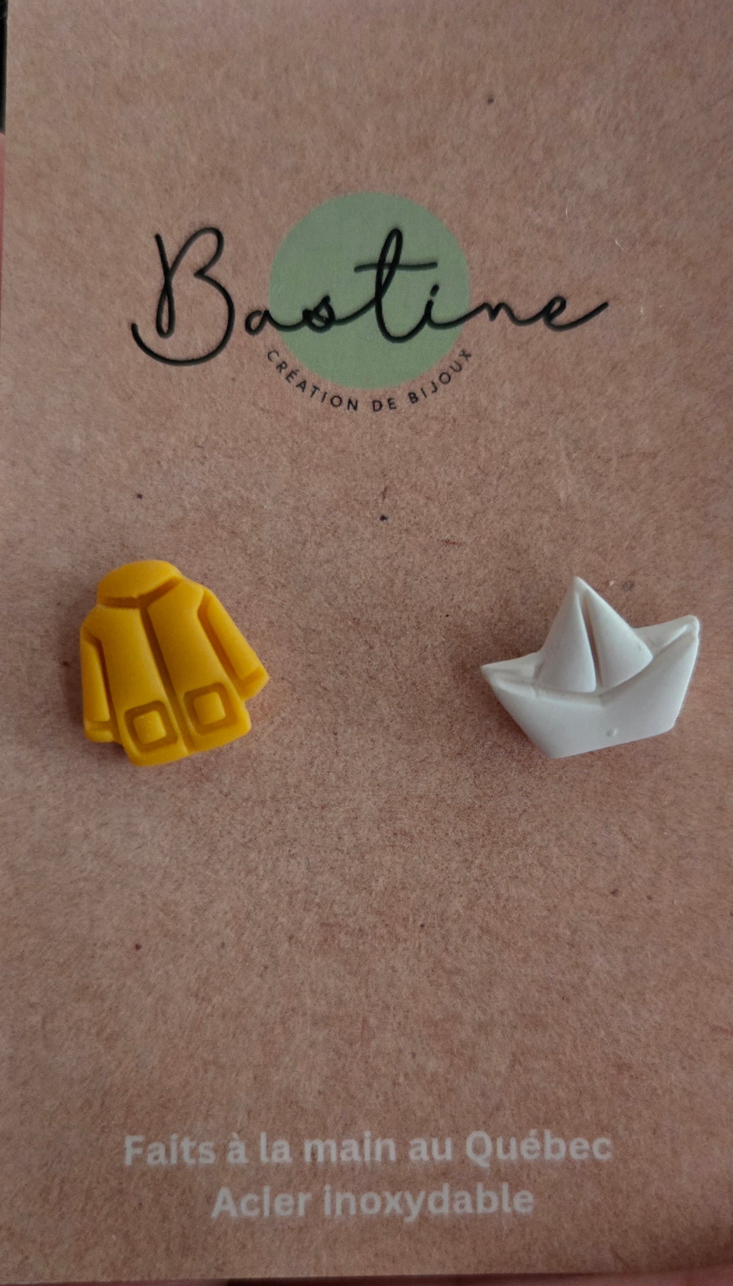 Manteau - Boucles d'oreilles studs en argile polymère acier inoxydable hypoallergène