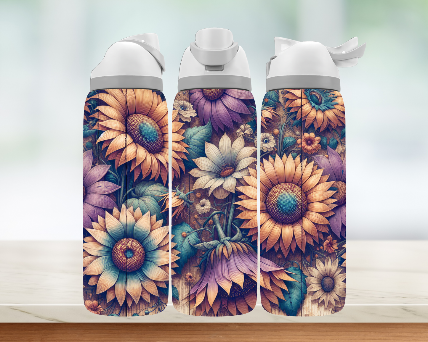 Bouteille style Owala - Fleurs Modernes