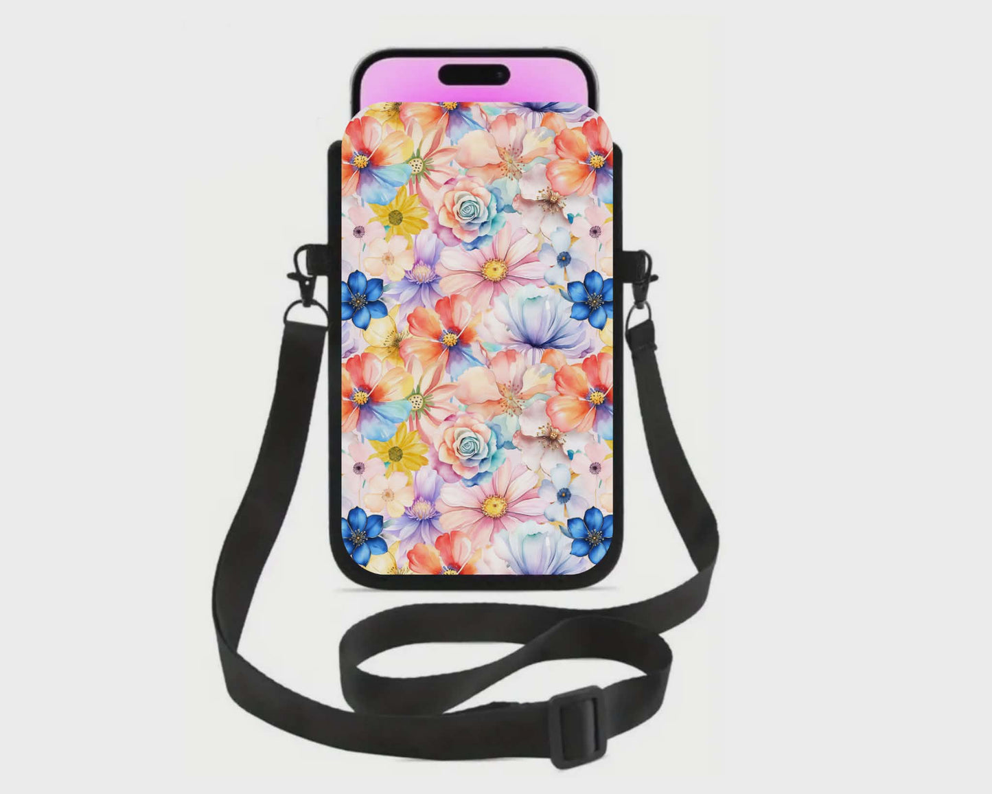 📱 Sac à cellulaire sublimé – Fleur pastel