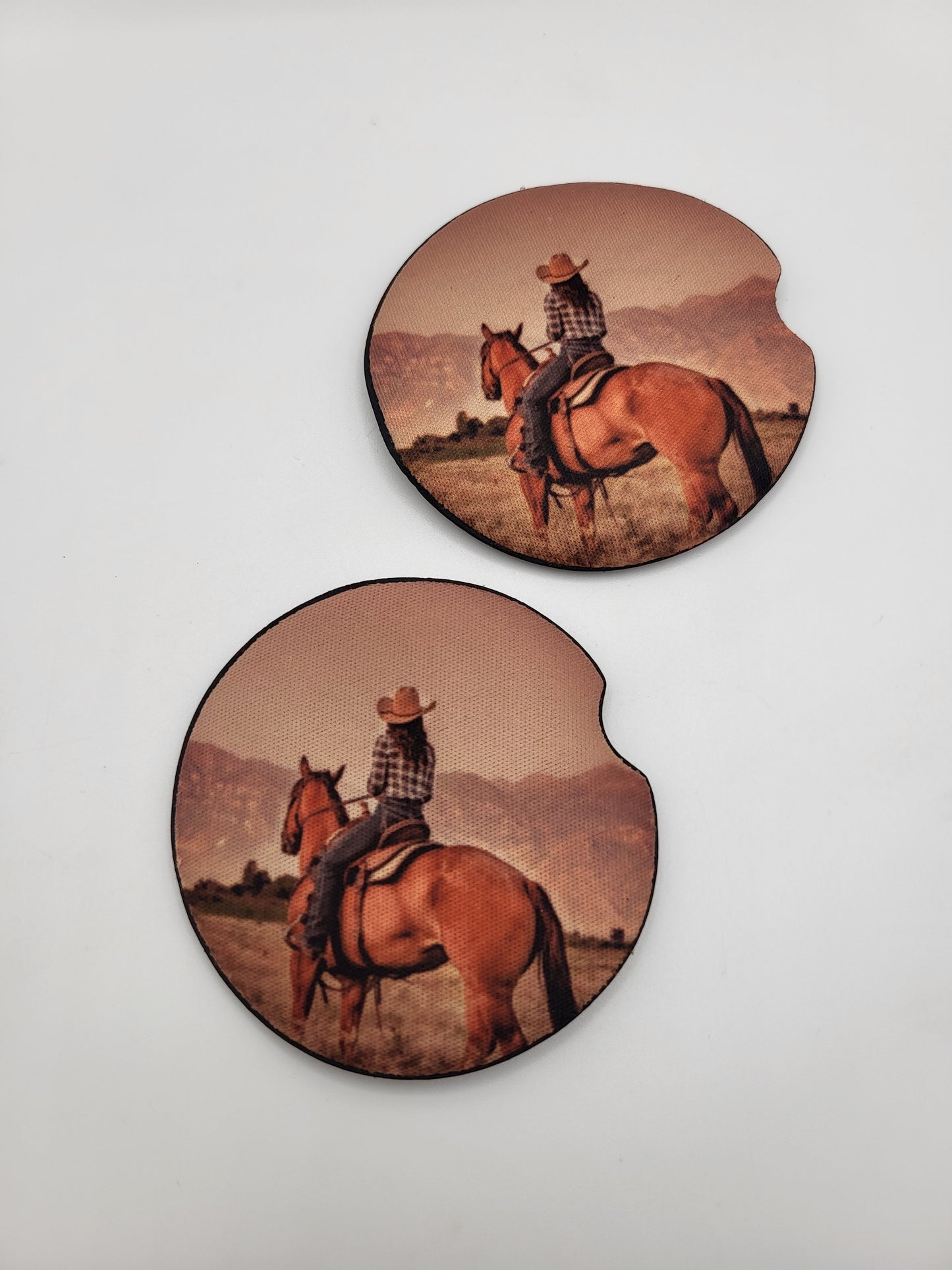 Sous-verre auto - Fille sur son cheval