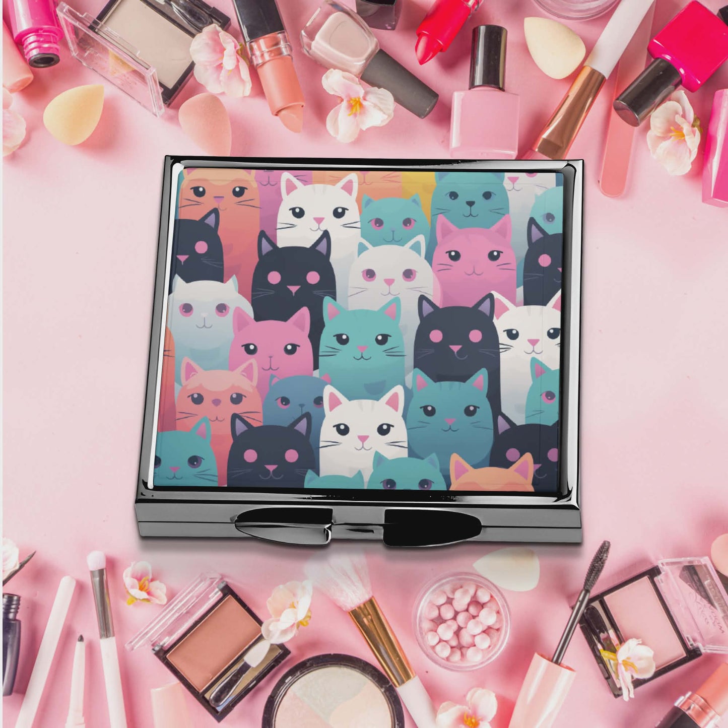 Miroir de poche -Chats colorés