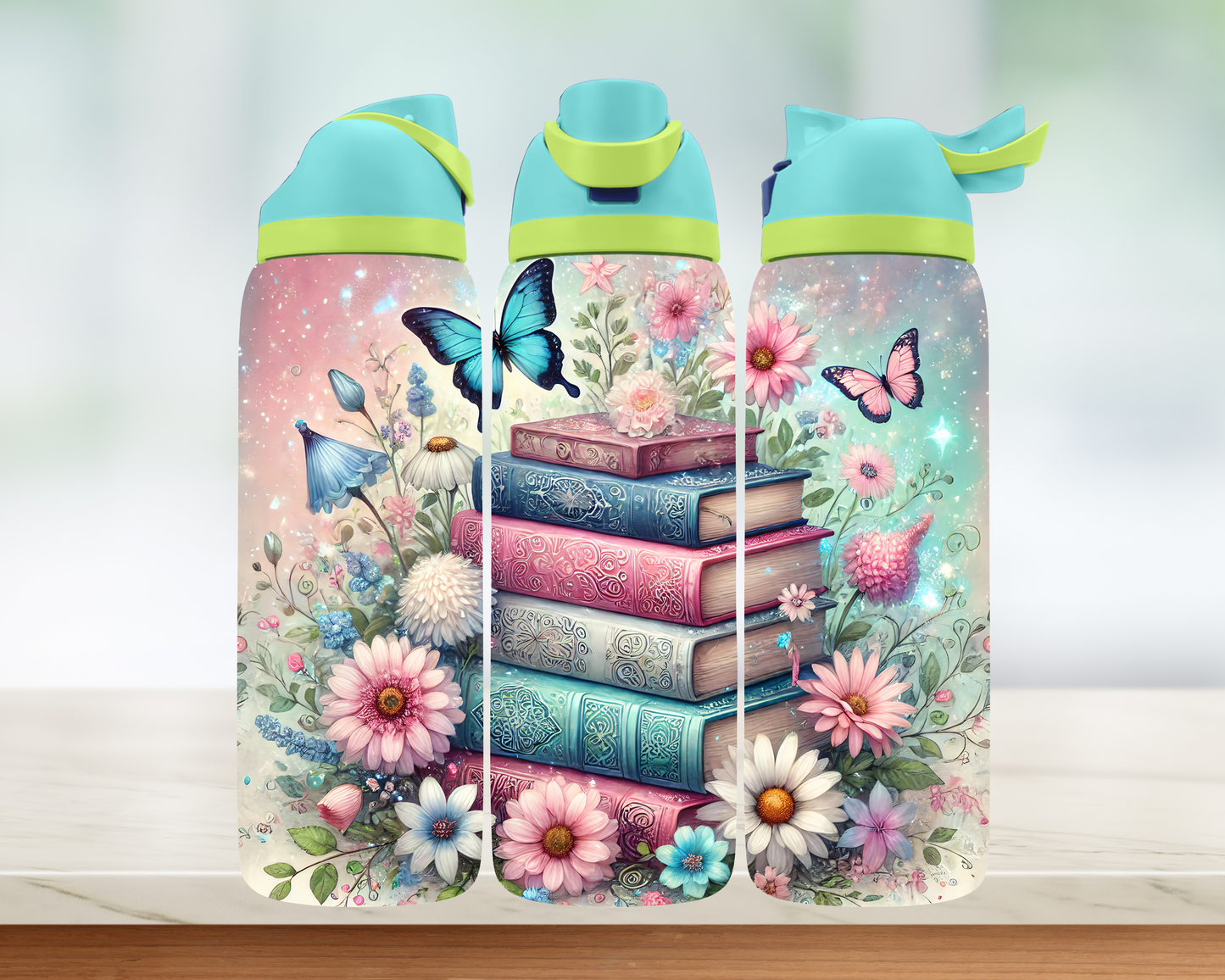 Bouteille style Owala - Lectures et fleurs