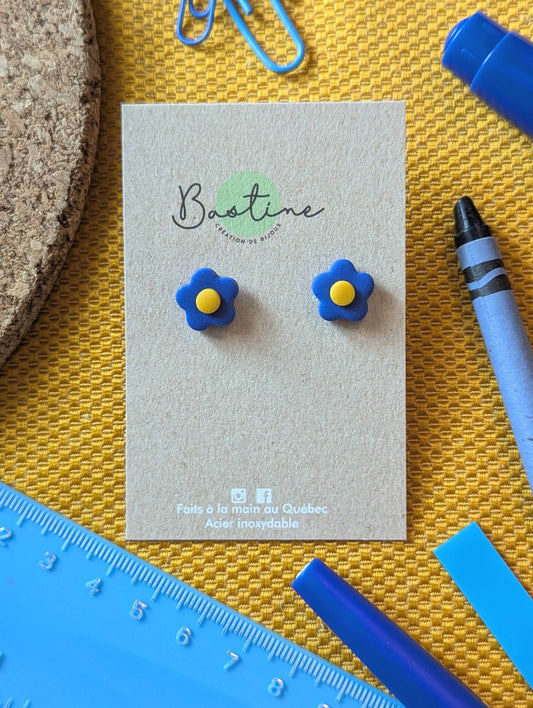 Boucles d'oreilles - Fleur Bleu