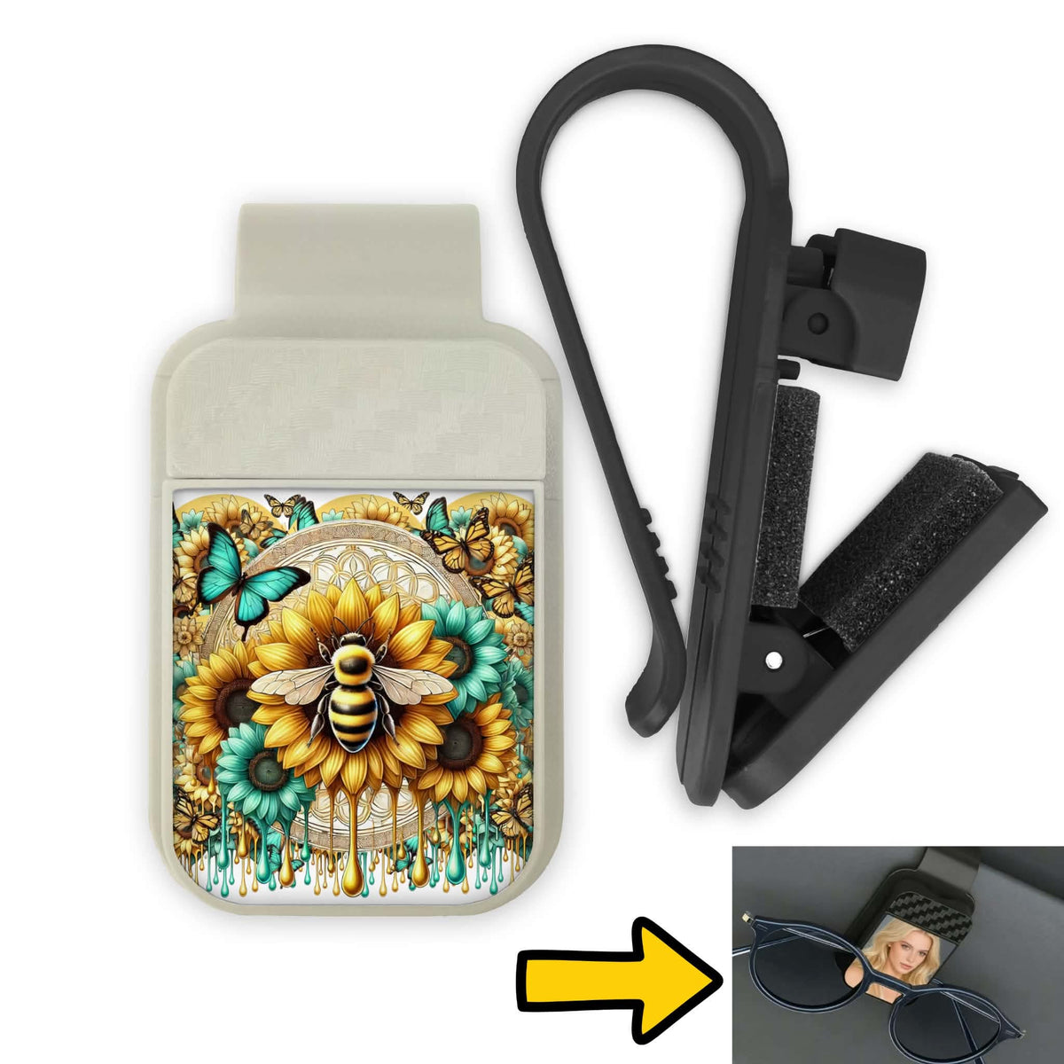 Porte-lunette pour voiture - Abeille tournesol