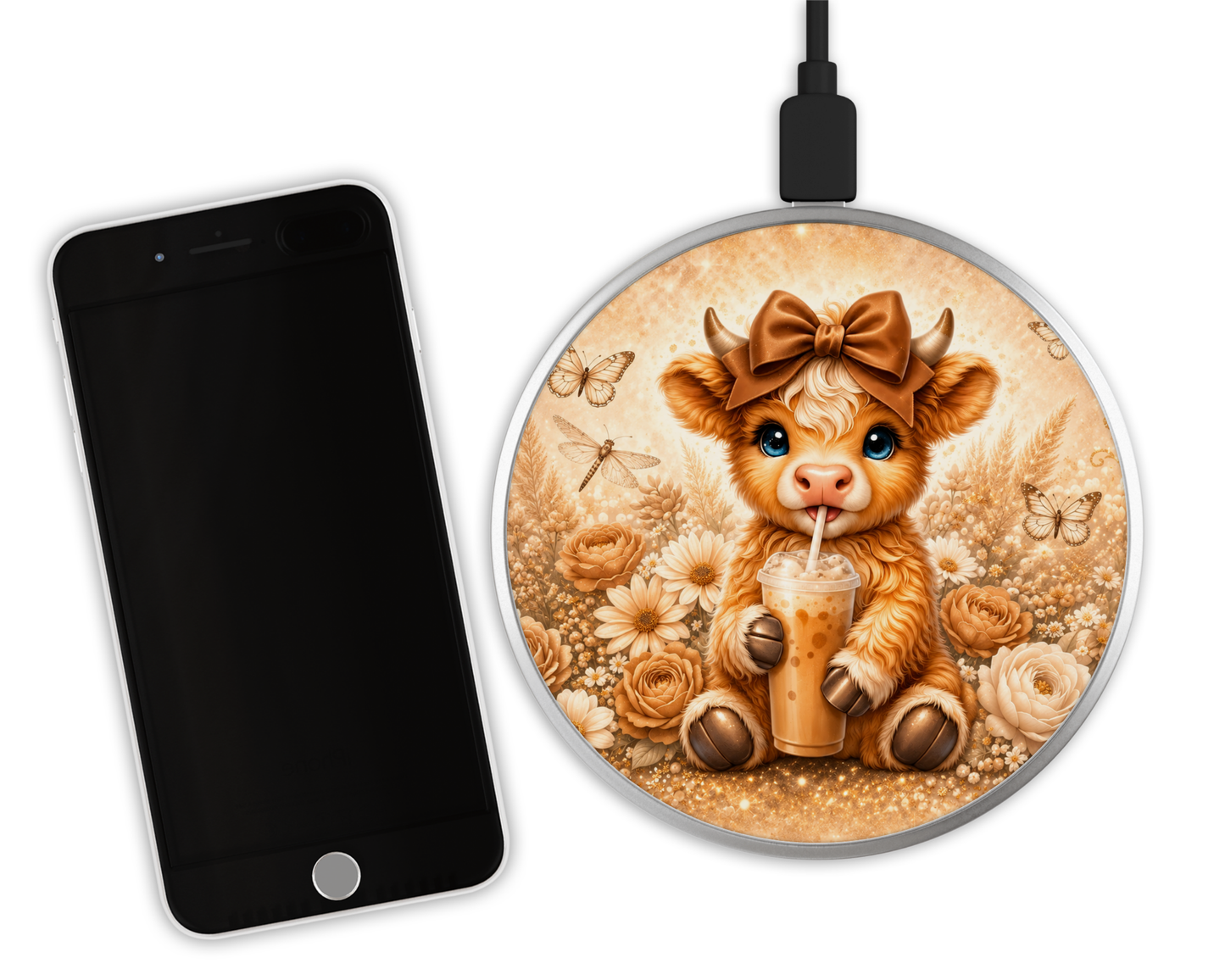Chargeur sans fil - Vache Cappucino