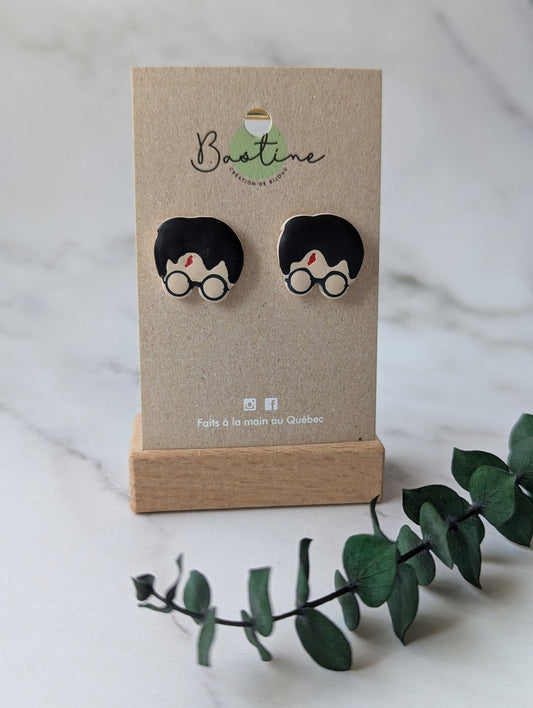 HP - Boucles d'oreilles studs argile polymère et acier inoxydable hypoallergène