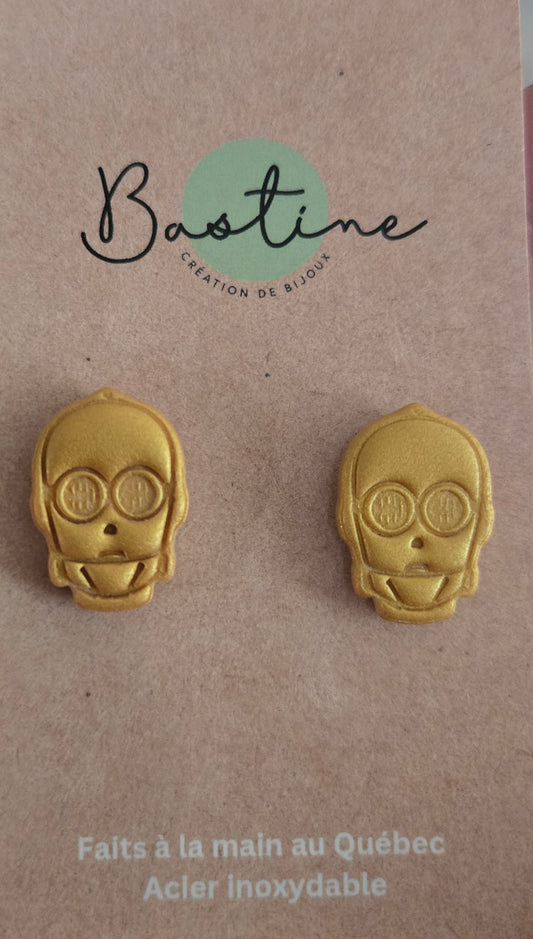 OR - Boucles d'oreilles studs en argile polymère acier inoxydable hypoallergène