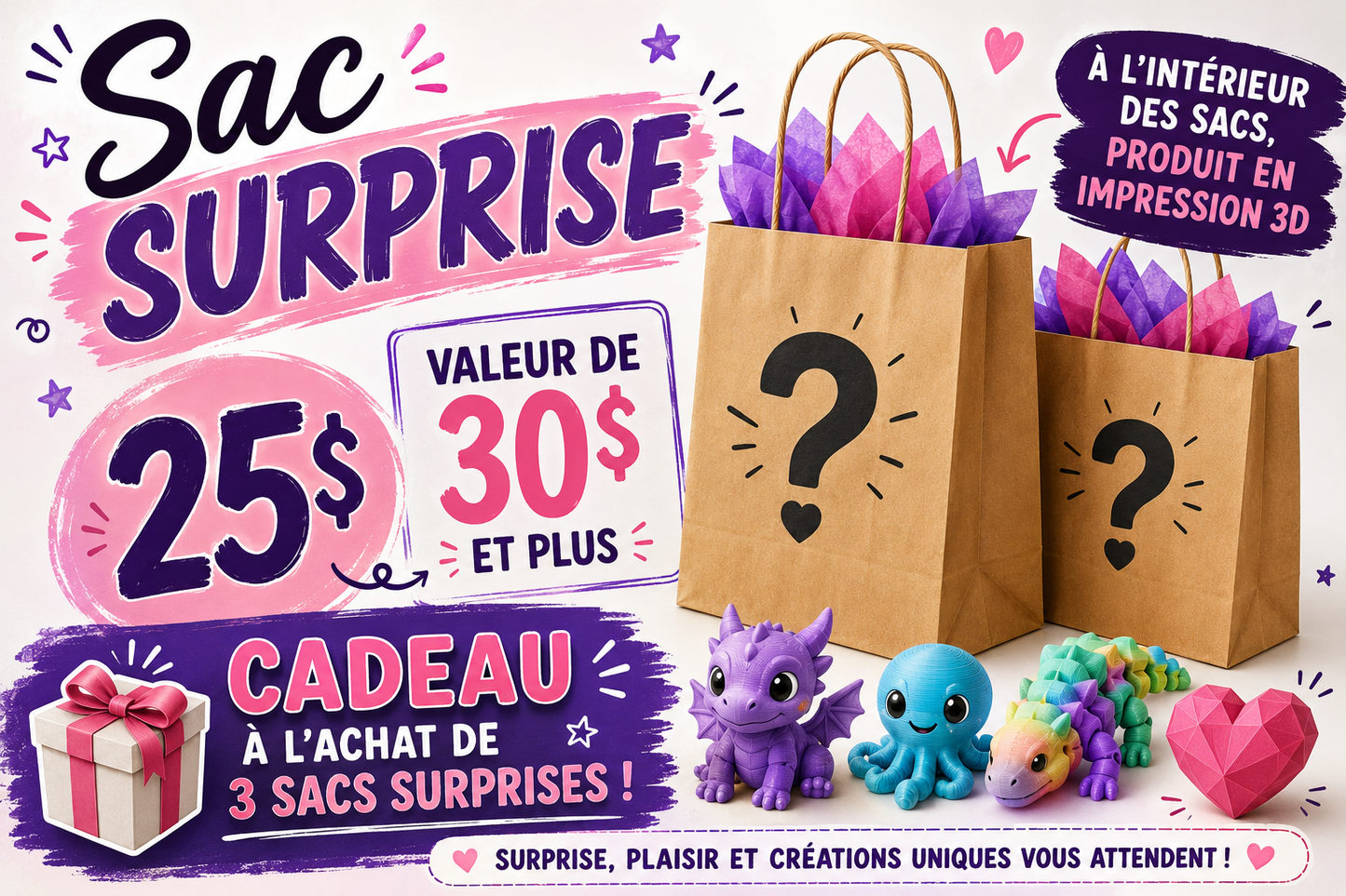 Sac surprise impression 3D