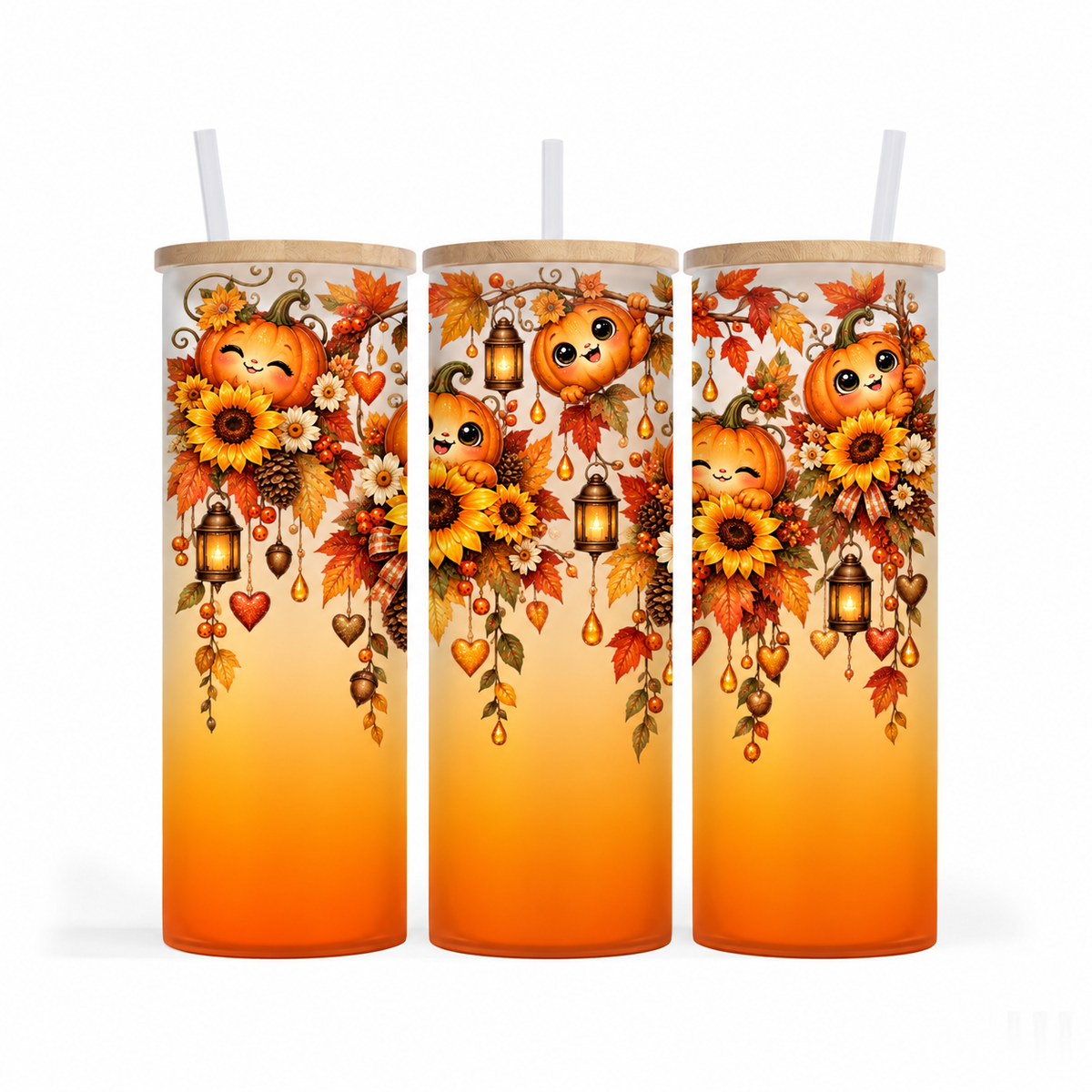 Verre givré 25 oz - Citrouilles mignonnes