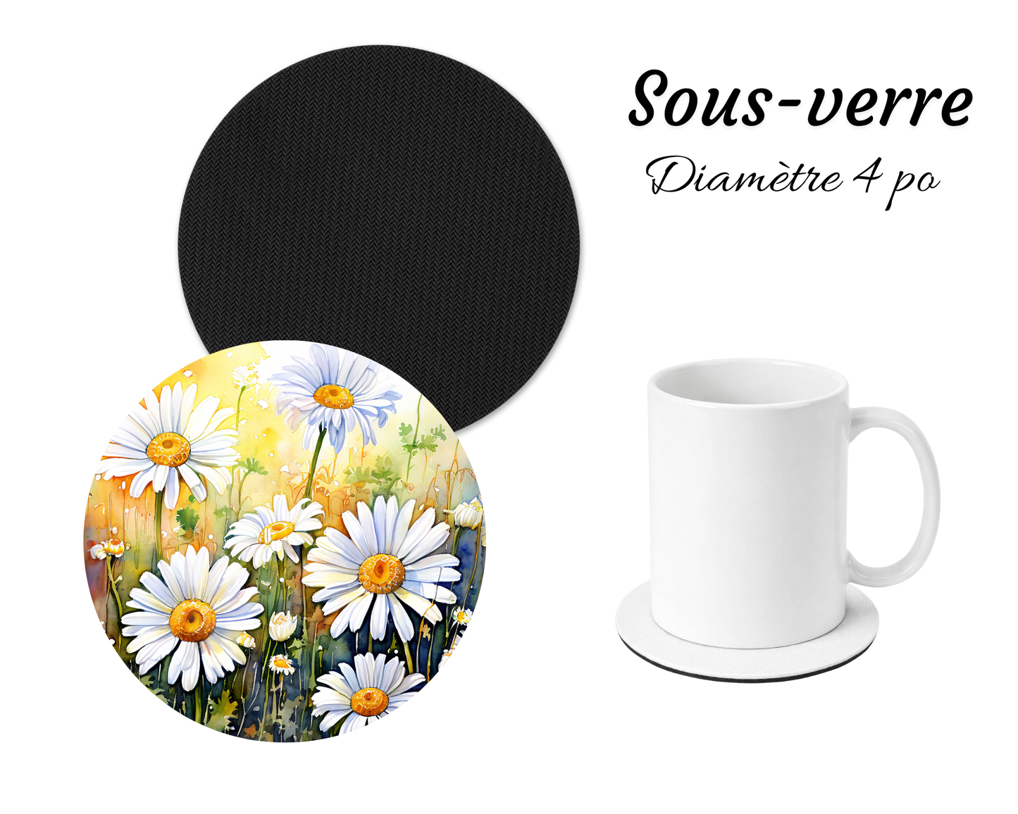 Sous-verre - Fleurs blanches