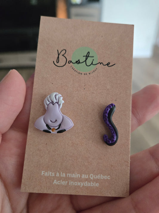 Vilaine - Boucles d'oreilles studs en argile polymère acier inoxydable hypoallergène