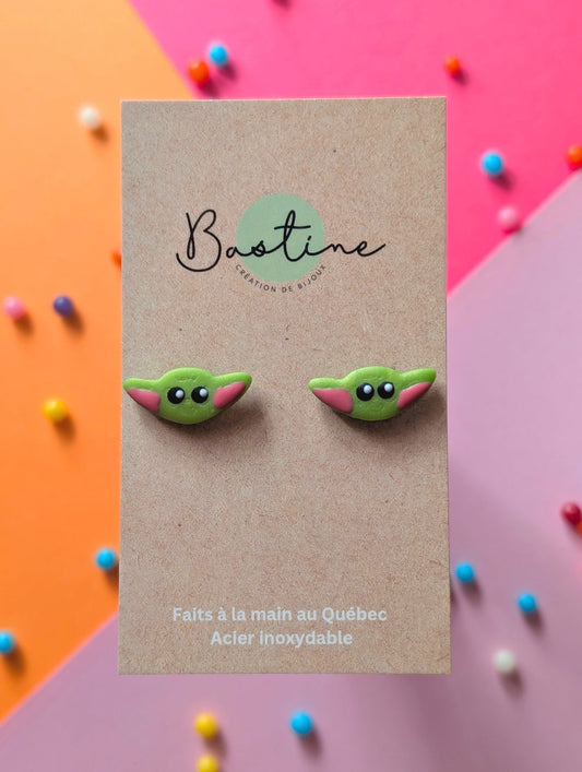Grog! - Boucles d'oreilles studs argile polymère et acier inoxydable hypoallergène