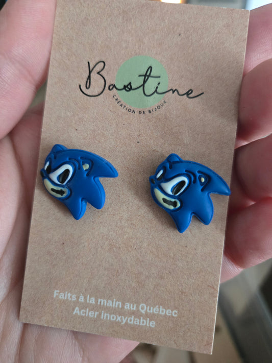 Le rapide - Boucles d'oreilles studs en argile polymère acier inoxydable hypoallergène