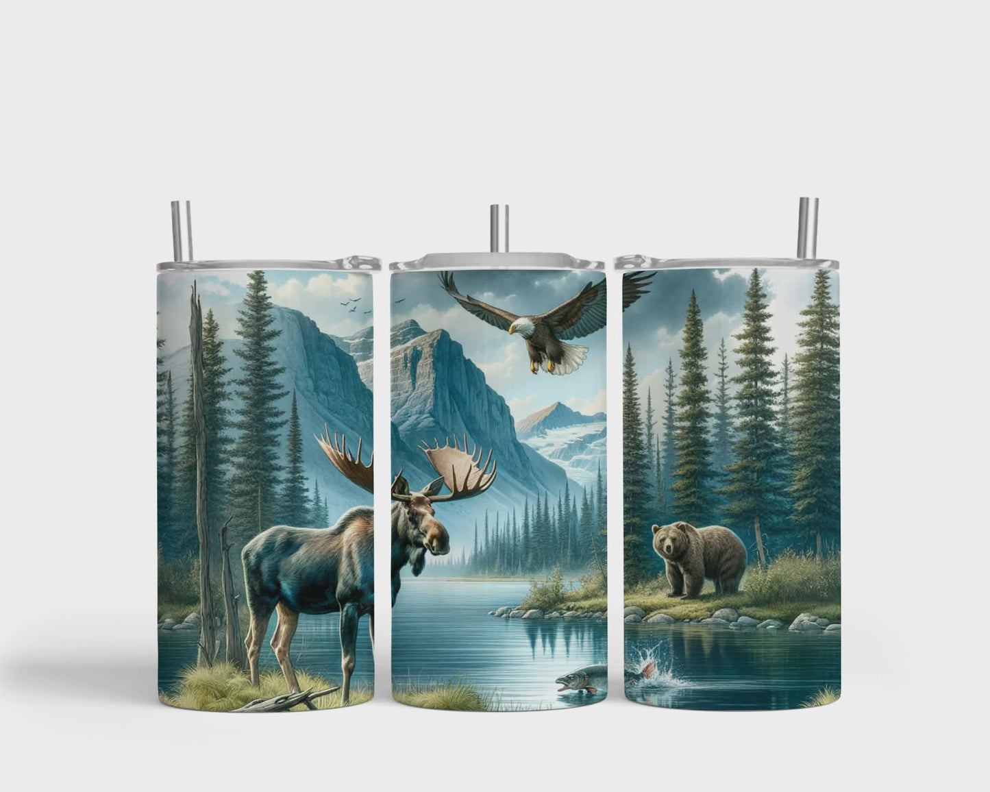 Tumbler isotherme 12 oz - Paysage et animaux