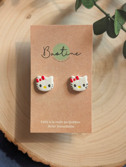 HK - Boucles d'oreilles studs en argile polymère acier inoxydable hypoallergène
