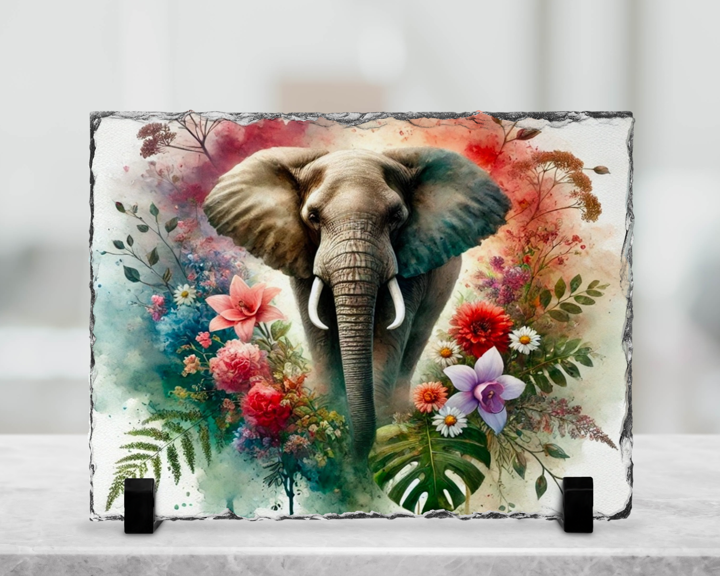 Plaque en ardoise sublimé - Éléphant
