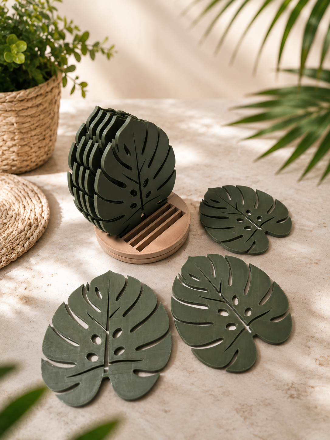 Ensemble 8 sous-verres plantes