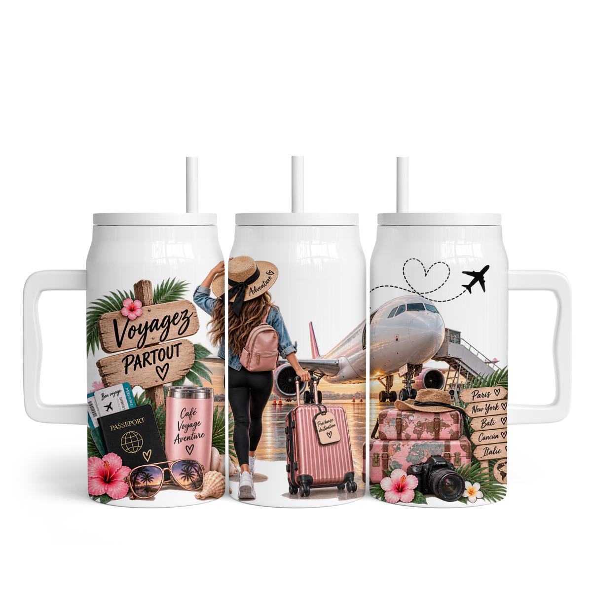 Tasse isotherme 50 oz - Voyagez partout