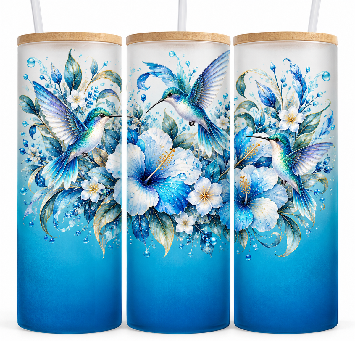 Verre givré 25 oz - Colibri bleu