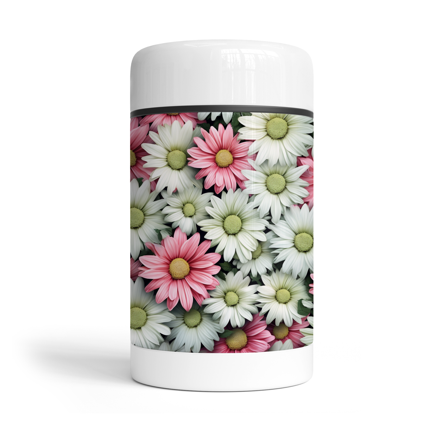 Thermos repas - fleurs blanches et roses