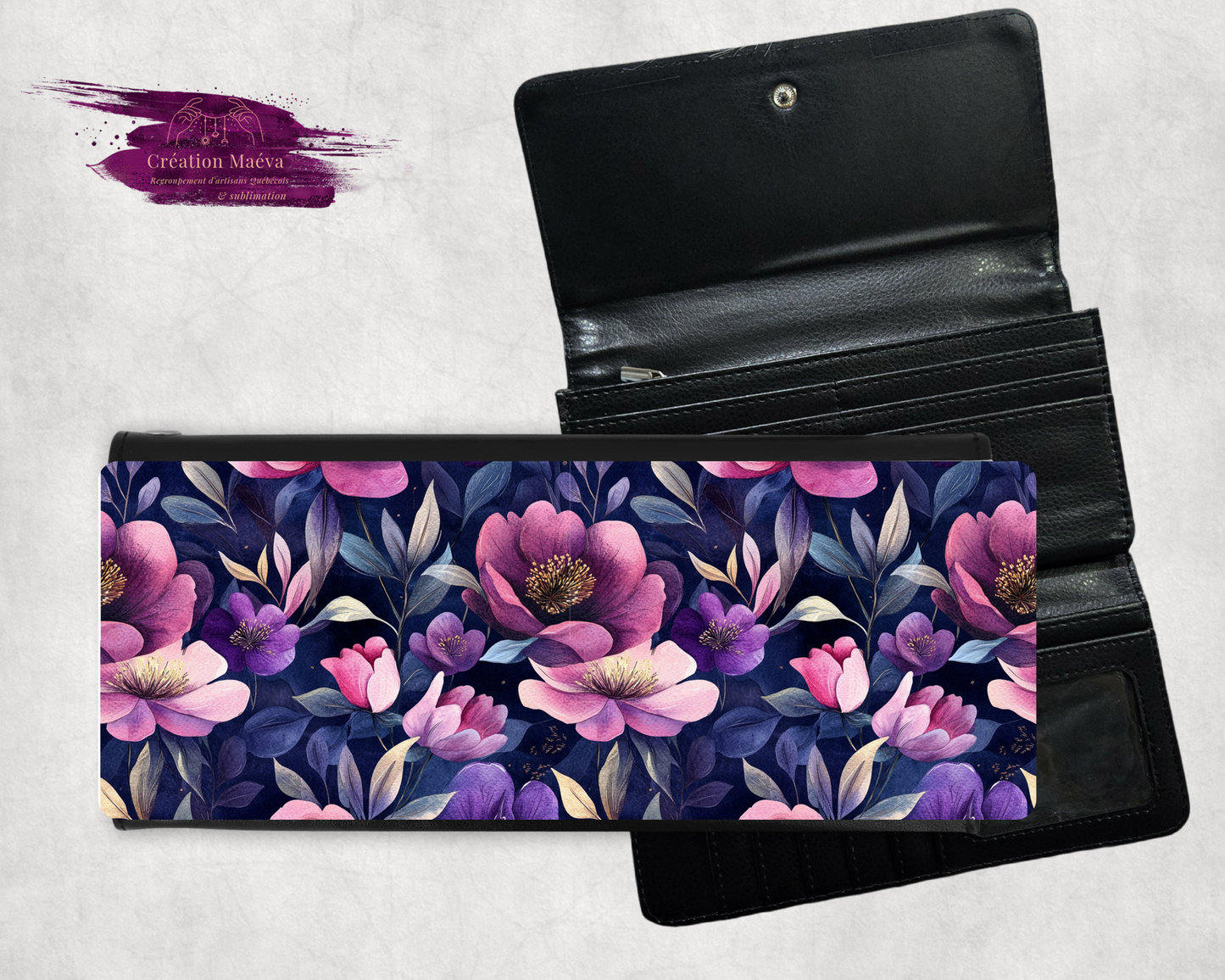 Porte-feuille - Fleurs mauves