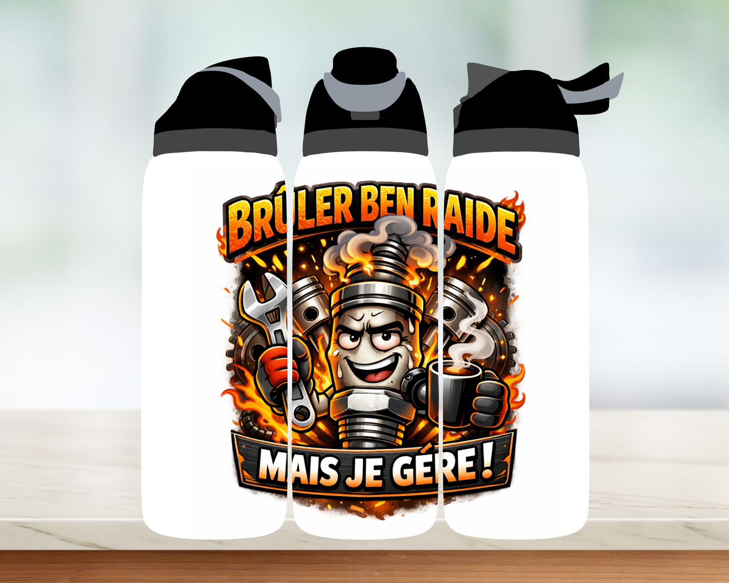 Bouteille style Owala 32 oz - Brulé ben raide
