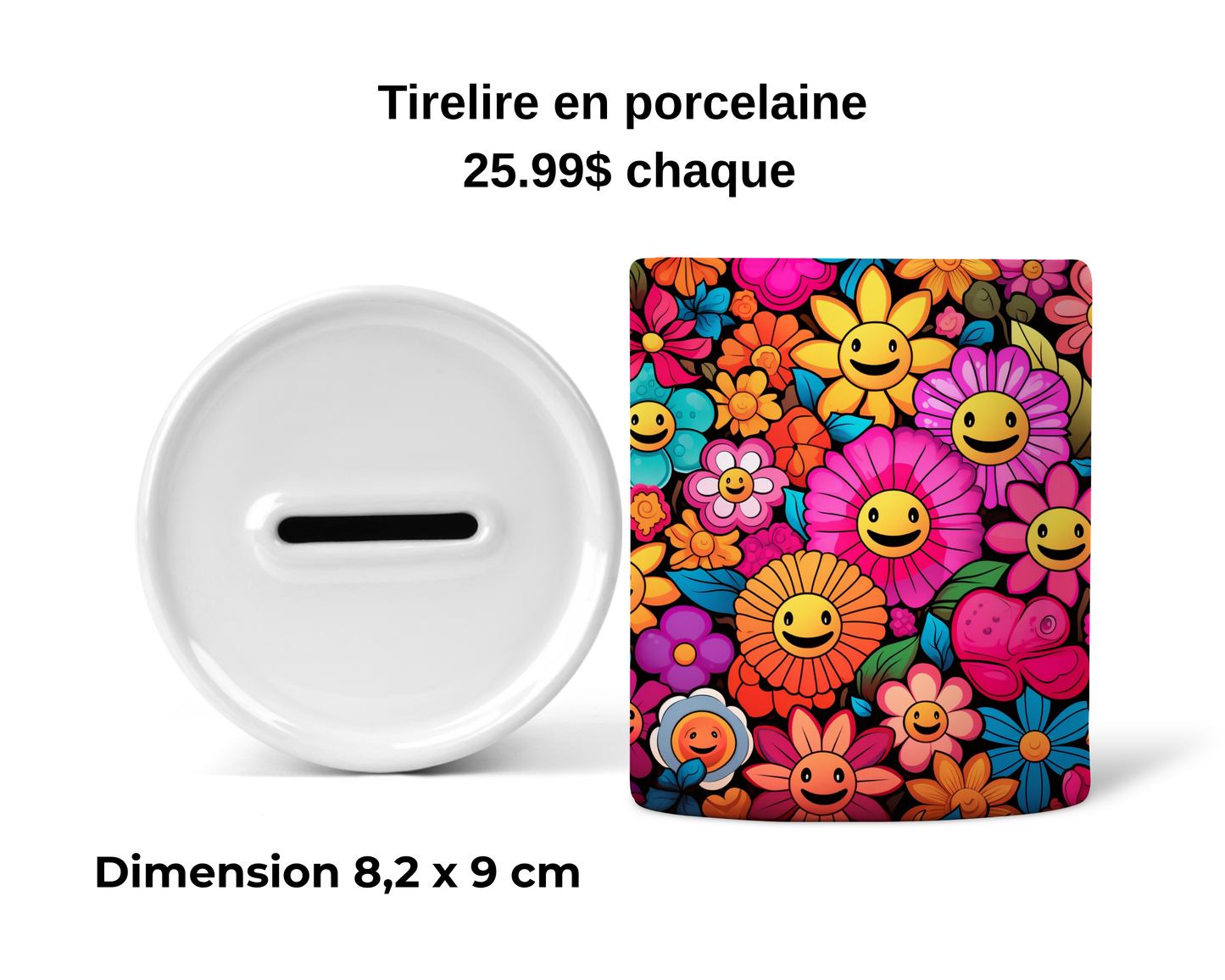 Tirelire - Fleurs colorés