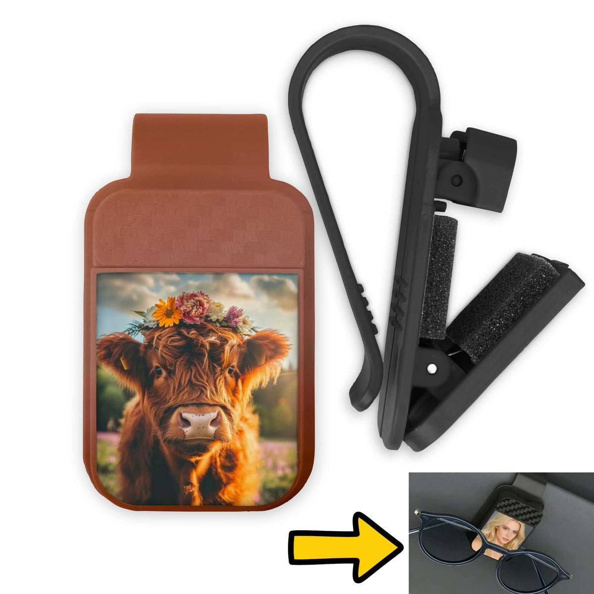 Porte-lunette pour voiture - Belles vache highland