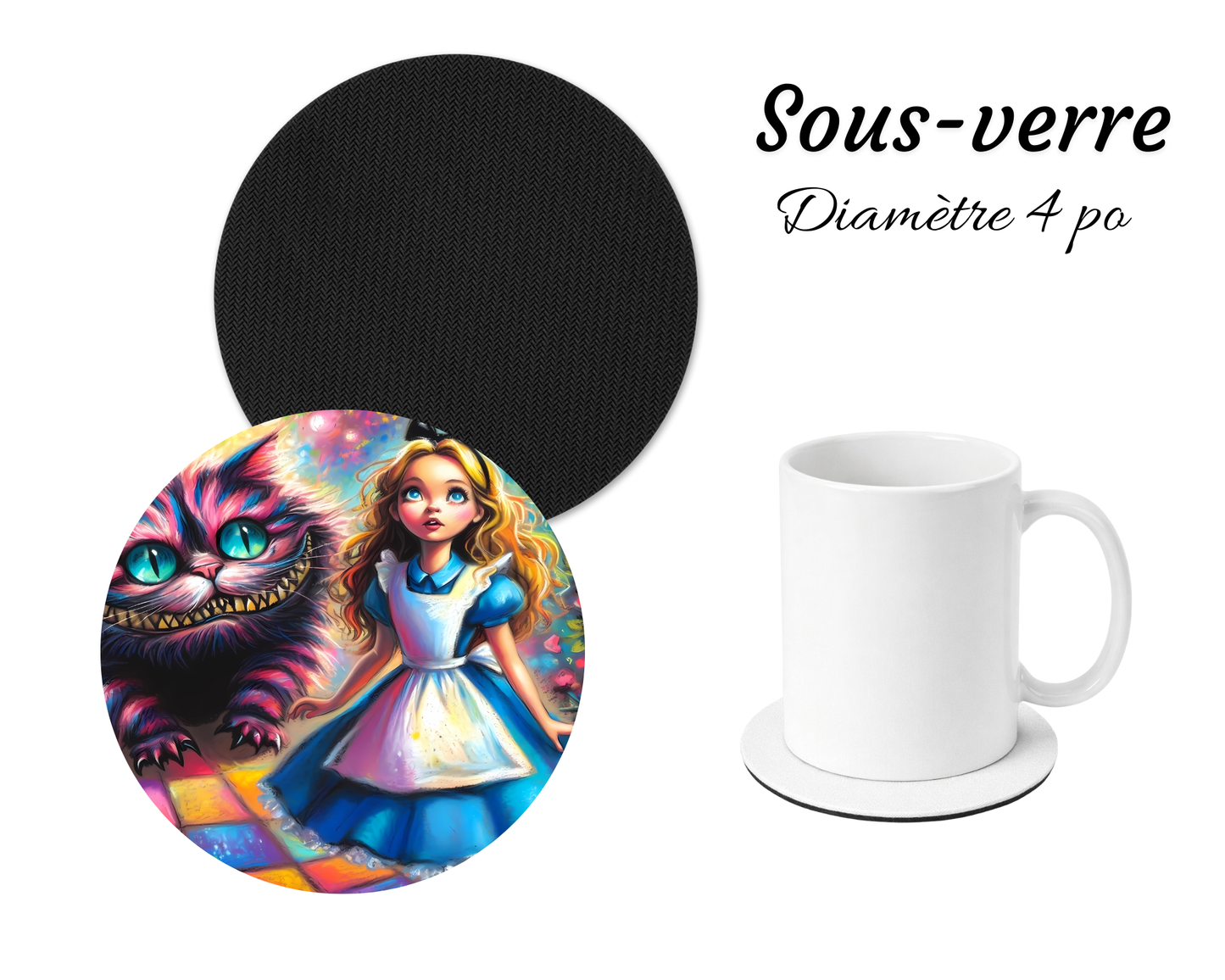 Sous-verre - Fille et chat